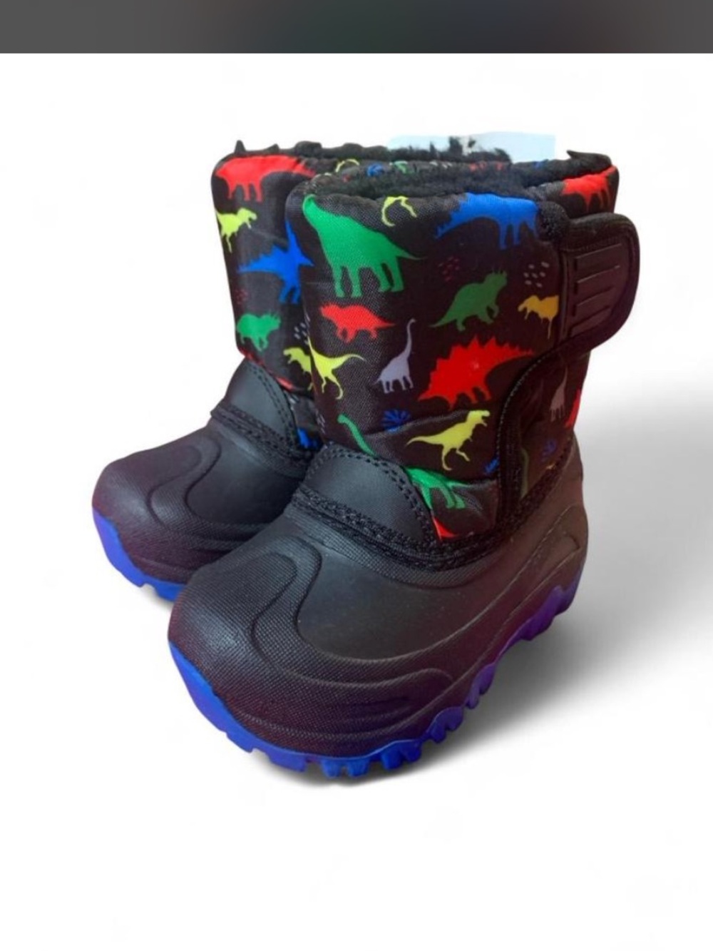 Kids Winter Boots Colorful Dinosaur Print - Waterproof Snow Boots